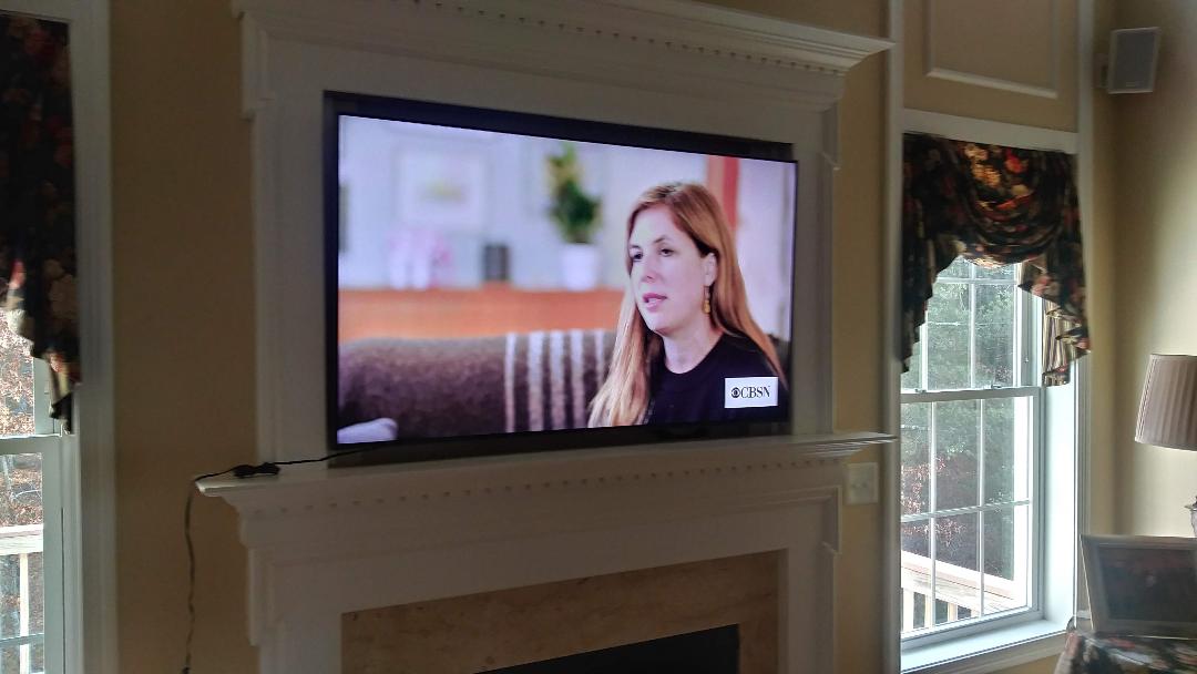 TV mounted on the wall
